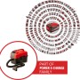 Einhell Akku-Nass-Trockensauger TE-VC 18/10 Li-Solo mit Zubehör und Power X-Change Akku im Hintergrund.
