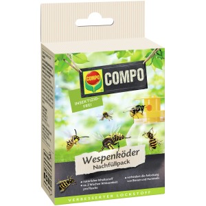 Compo Wespenfallen Köder Nachfüllpack N, 2 Flaschen Lockstoff für Wespenfalle, bienenfreundlich.
