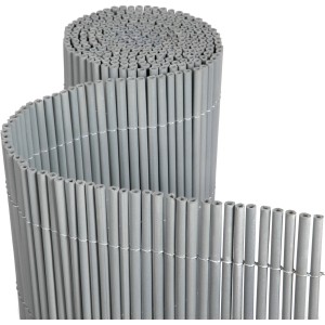 Floraworld Kunststoffmatte Premium, silbergrau, gerollt. Sichtschutz für Balkon & Garten.