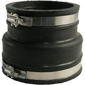 Marley HT-Rohrverbinder Übergang DN 110-125/144-160 aus Elastomer mit Metallschellen.