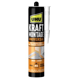 UHU Kraft Montage Universal, 470g Kartusche, lösemittelfreier Montagekleber für diverse Materialien.