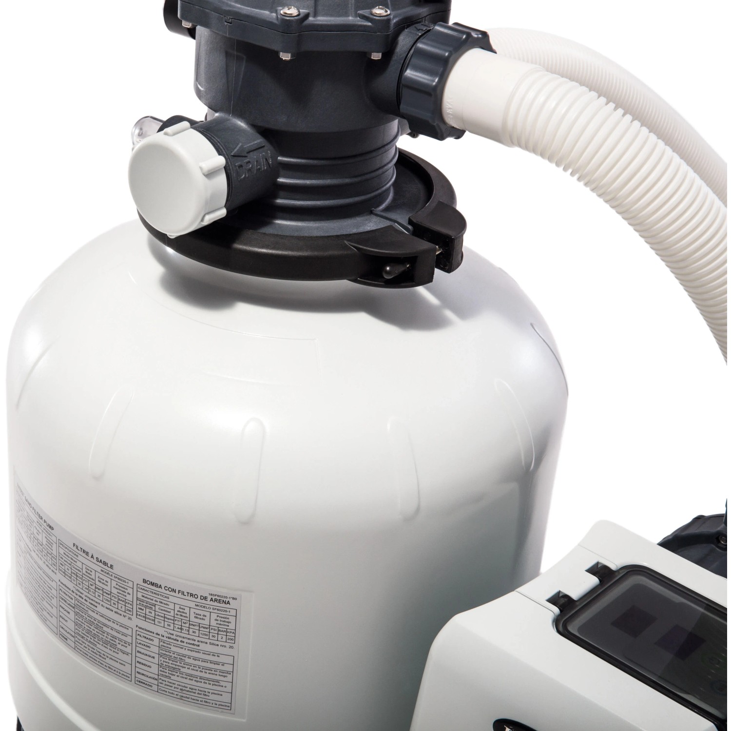 Intex Krystal Clear Sandfilteranlage SX2800 für Pools bis 57.500 l. Sandfilter mit Timer und Manometer.