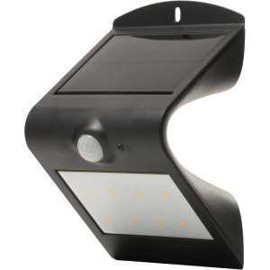 Schwarze LED Solar-Wandleuchte Butterfly mit Sensor, 220 Lumen, ideal für den Außenbereich.