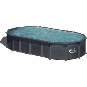 Ovaler Gre Stahlwandpool Capri in Graphitoptik, 730x375x132 cm, mit Omega-System.