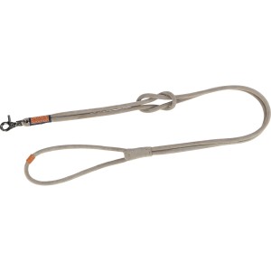 Graue Trixie Hundeleine aus Leder, 1,20 m lang, mit Karabinerhaken und Handschlaufe.