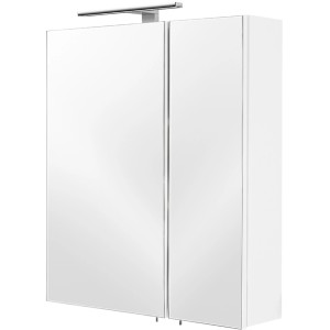 Posseik Spiegelschrank, 60 cm, weiß, mit Softclose-Türen und Aufsatzleuchte.