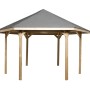 Weka Pavillon 656 Gr.2, 399x461 cm, aus kesseldruckimprägniertem Holz. Gartenlaube mit sechseckigem Dach.