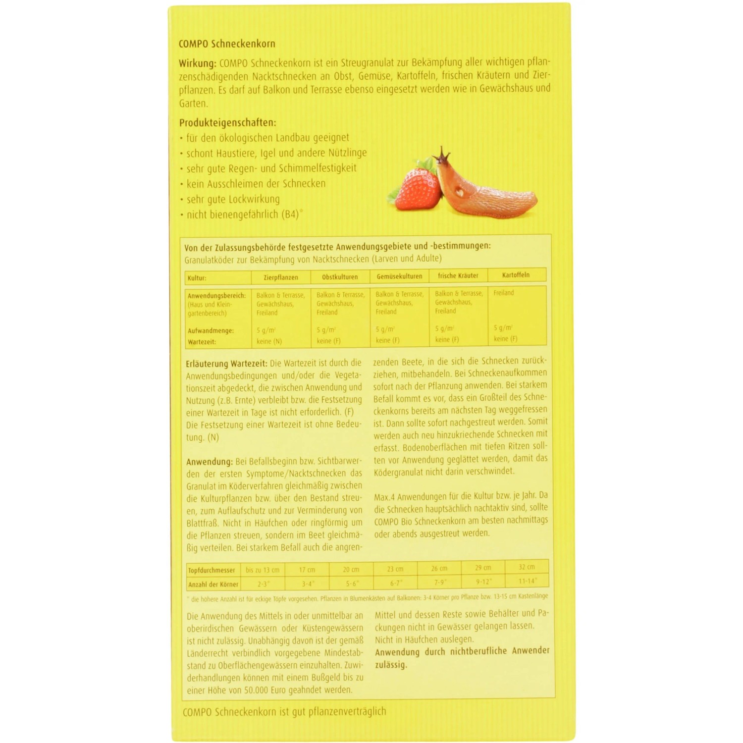 Compo Schneckenkorn 1100g: Streugranulat gegen Nacktschnecken an Erdbeere. Schont Nützlinge.