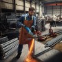 Bosch Professional GWS 22-230 P Winkelschleifer im Einsatz beim Trennen von Metall.