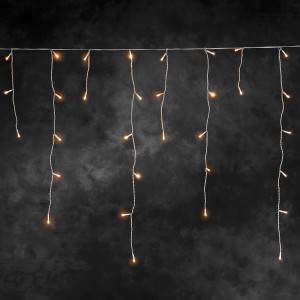 LED Lichtervorhang Eisregen 200 bernsteinfarbene LEDs innen und außen