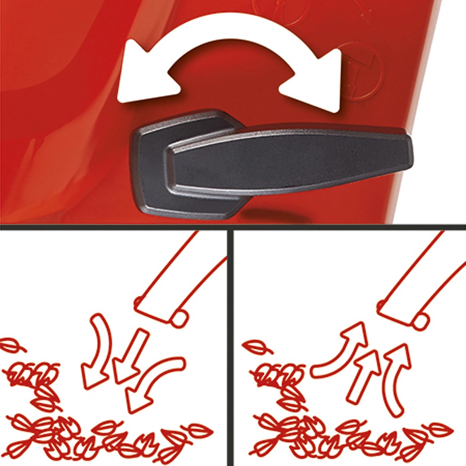 Einhell GC-EL 3024 E Elektro-Laubsauger und -bläser: Detailaufnahme der Saug- und Blasfunktion mit Schalter.