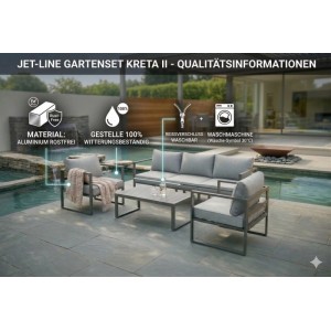 Jet-Line Gartenmöbel Lounge-Set Kreta II Anthrazit mit Aluminiumrahmen