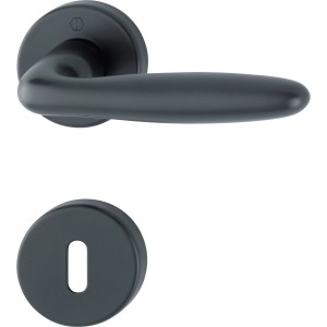 Hoppe Türgriff Verona, Rosettengarnitur, Aluminium, Schwarz Matt für Innentüren.