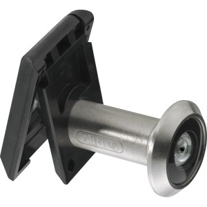 Abus Türspion 2300 in Silber mit Weitwinkelobjektiv und schwarzer Abdeckung.