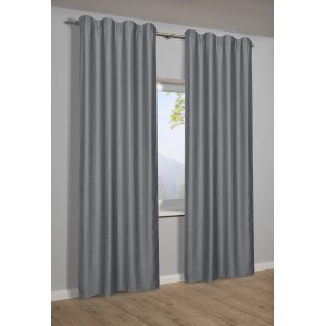 Silbergrauer Sehlbach Fertigschal Blackout Shine, 135x245 cm, verdunkelnd.