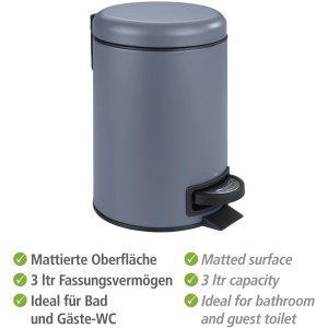 Wenko Treteimer Leman Slateblue, 3 Liter, ideal für Bad und WC.