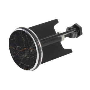 Wenko Abfluss-Stopfen Pluggy Mod. Marble, Waschbeckenstöpsel mit Marmor-Design in Schwarz.