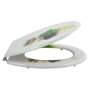 MSV WC-Sitz Lingga mit Steindekor, MDF, mehrfarbig, 42,5x36,5x5cm.