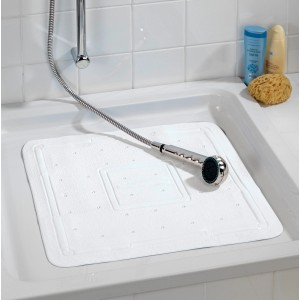 Wenko Duscheinlage Florida, weiße Duschmatte 55x55 cm mit Anti-Rutsch-Struktur und Saugnäpfen in Dusche.