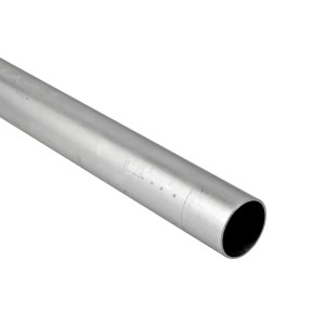Silbernes, nahtloses Alu-Rohr Ø 25 mm, 3 m, steckbar. Robustes Blitzschutzmaterial für Photovoltaik.