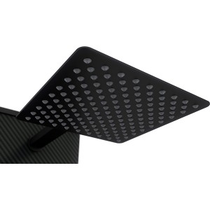 Detailaufnahme: Schwarzer Duschkopf der Pool Professional Solardusche Straight Line.