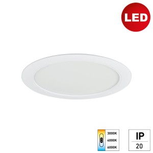 Weißes, rundes E2 Elektro Einbaupanel Style R 225 CCT, eine dimmbare LED Deckenleuchte.