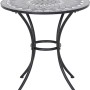 Runder, grauer Gartentisch Siena Garden Como Ø 70 cm mit Mosaikmuster und Stahlgestell.