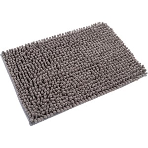 Grauer Lalee Badteppich Fluffy (40x60 cm) mit weichem Flor und rutschfester Rückseite.