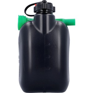 Schwarzer Cartrend Benzinkanister aus Kunststoff, 5 Liter, mit grünem Einfüllstutzen.