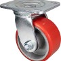 Wagner Schwerlast Lenkrolle, Gusseisen, 230kg, Ø100mm, mit rotem Polyurethan Rad.