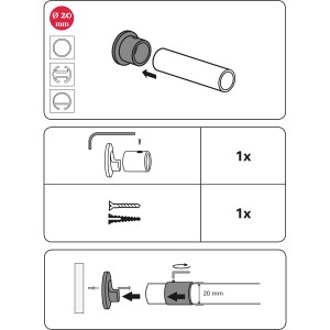 Montageanleitung Gardinia Wandlager Chicago Ø 20 mm Edelstahloptik für Stilgarnituren.