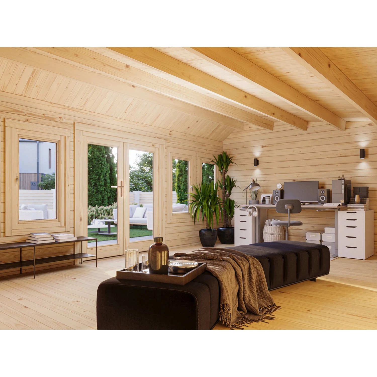 Palmako Gartenhaus Claudia Pent 530 x 380 cm Lackiert Hellgrau-Anthrazit FSC®_3