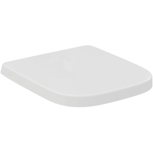 Weißer Ideal Standard WC-Sitz i.life S Wrapover aus Duroplast mit Edelstahlscharnieren.