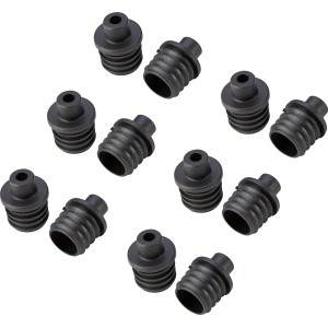 12 schwarze Fußkappen 70x70 mm für Redcliffe Balkonmöbel, aus Kunststoff.