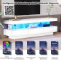 okwish TV Schrank LED Hochglanz Glas App Steuerung Wohnzimmer 70 Zoll 160x38x50cm Weiß_6