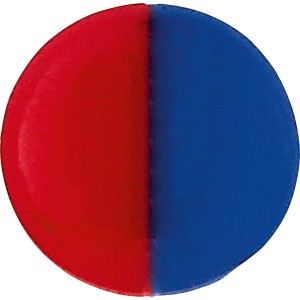 Indexpunkt aus Kunststoff für Armaturen, rot/blau markiert.