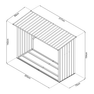 Floraworld Kaminholzregal XL, 217x89x154,5 cm, aus Stahlblech mit Schrägdach. Ideal zur Lagerung von Kaminholz.