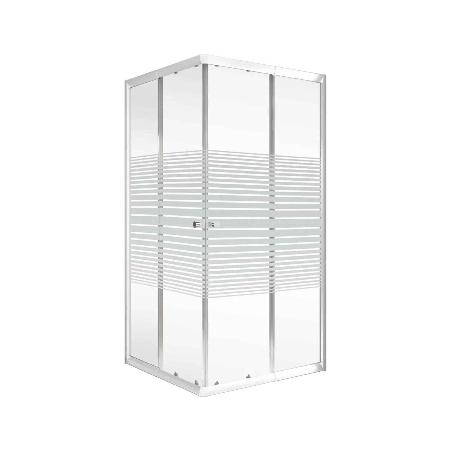 Schulte Eckdusche Sunny, 90x90 cm, Alpinweiß, mit Schiebetür und horizontalen Streifen.