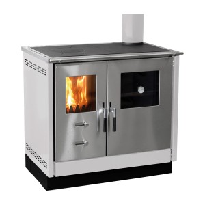 Firefix Küchenofen Maas, Metall weiß, 8,3 kW mit Kochplatte und Backofen.