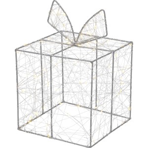 LED Drahtfigur Geschenk, 20x28cm, Weihnachtsdeko für Innen & Außen, warmweißes Licht.