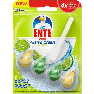 WC Ente Active Clean Citrus, WC-Reiniger mit Zitrusduft für kraftvolle Reinigung.