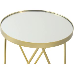 Goldener Kayoom Beistelltisch Bonnie mit runder Spiegelglasplatte, Ø 42 cm.