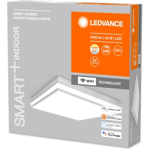Verpackung der Ledvance Smart+ WiFi Deckenleuchte Orbis Magnet, 45x45 cm, dimmbar, tunable white.