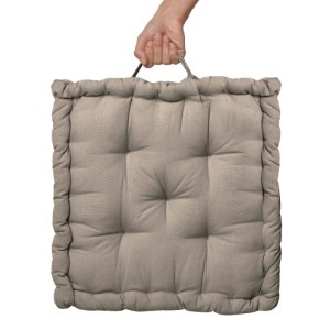 Beautissu Mila Stuhlkissen 50x50cm in Taupe mit Tragegriff.