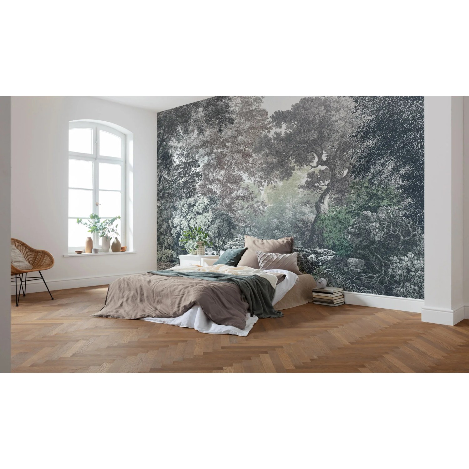 Komar Vlies Fototapete Fairytale Forest im Schlafzimmer, Waldmotiv, 400x280 cm.