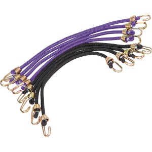 8er-Set LUX Gummi-Expander (25 cm) mit Metallhaken, je 4 violett und schwarz, für Reise & Transport.