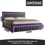 okwish Polsterbett mit LED Beleuchtung Schubladen Jugendzimmer 180x200cm Grau_4