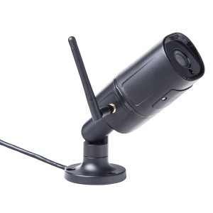 Summer Fun Smart Garden Cam: Schwarze Outdoor WLAN Kamera mit Antenne und Halterung.