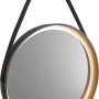 Runder DSK Design LED-Lichtspiegel Black Verano, Ø 55 cm, mit Lederband zur Wandmontage.