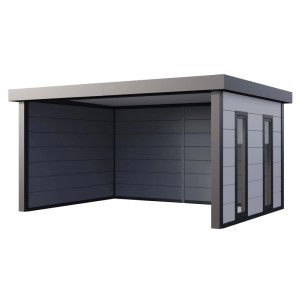 Weißer Pavillon Singolo 4836 mit Fenster, 478x358 cm, aus Stahl. Ideal für Garten und Terrasse.